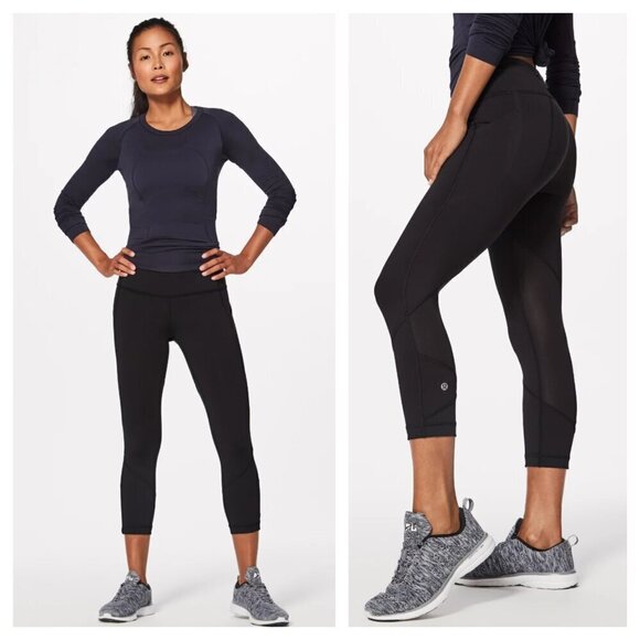 Lululemon Pace Rival Crop Leggings Full On Luxtreme 22" Black Running Size 4 - Picture 1 of 9